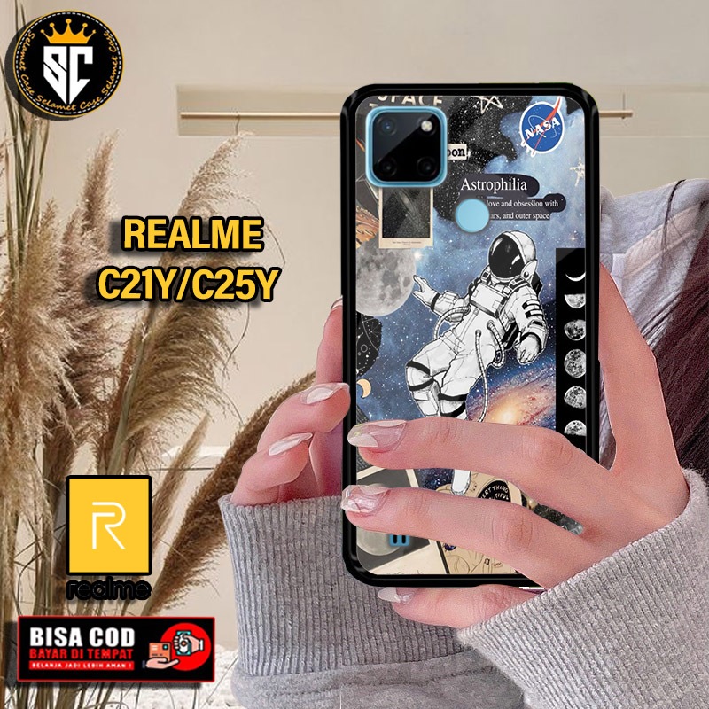 Hardcase 2d glosy dan softcase 2d glosy for realme c21y motif nasa/astronot ready all type smartphon