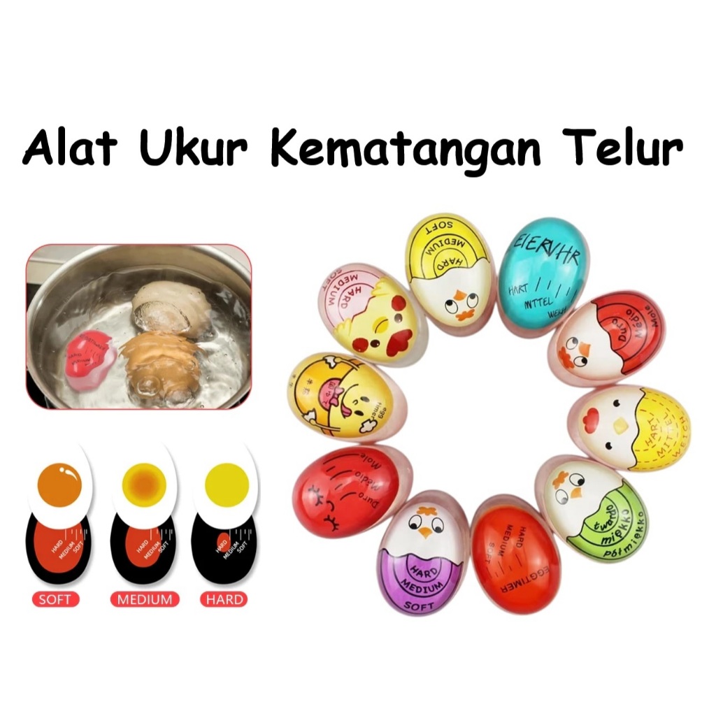 Egg Perfect Egg Timer Pengukur Suhu Telur Rebus Telur Boiled EggTimer Color Changing Indikator Kematangan Telur Rebus Dari Warna Alat Pengukur Kematangan Telur Rebus Peralatan Pembantu Pengatur Memasak Merebus Telor Dapat Berubah Warna Hard Medium Soft