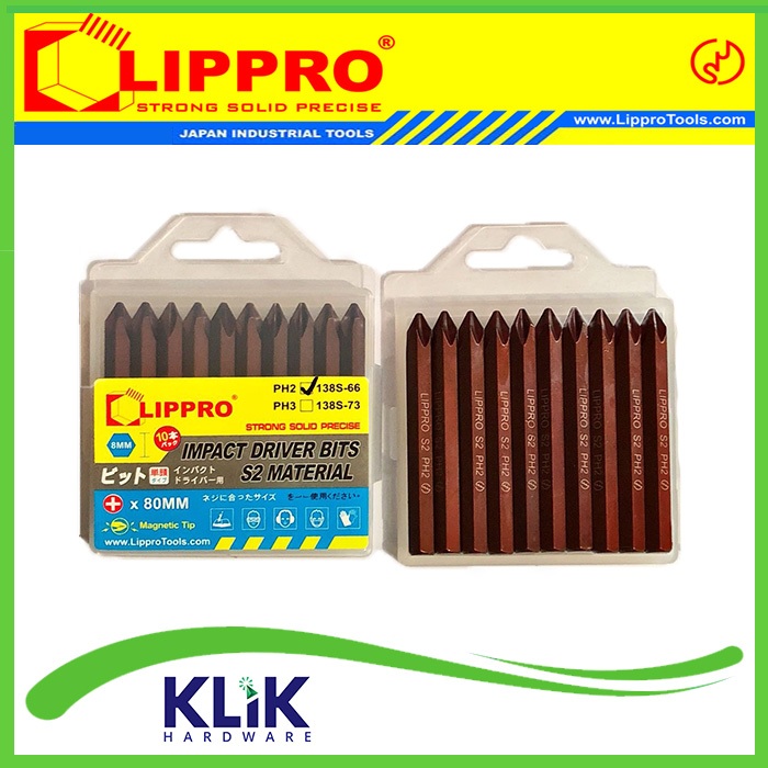LIPPRO Mata Obeng Ketok Heavy Duty Impact Driver Bit PH2 PH3 (+) S2
