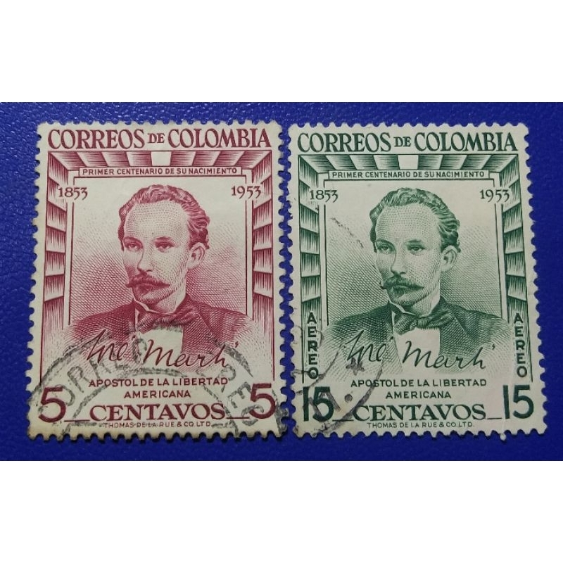 

prangko lawas LN Colombia 2 Keping Thn 1853-1953