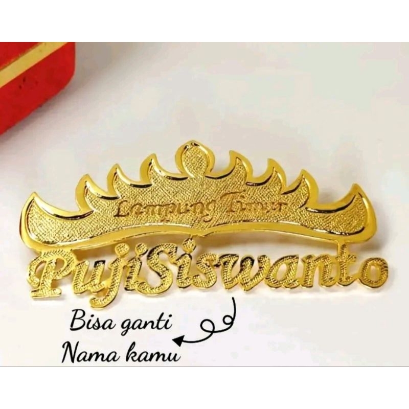 Bros custom nama mewah termurah - titanium lapis emas (free cincin)