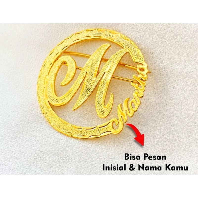 Bros custom nama titanium lapis emas (free cincin)