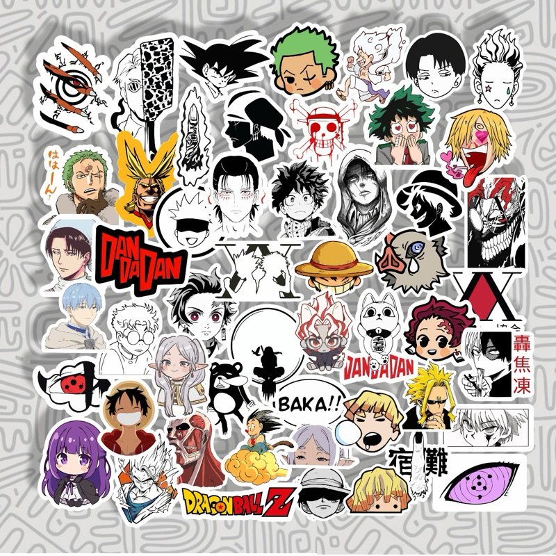 

Stiker Anime Onepiece JJK AOT Naruto Demon Slayer \ Sticker Frieren Bokuno Hero HunterXHunter stiker helm laptop case hp