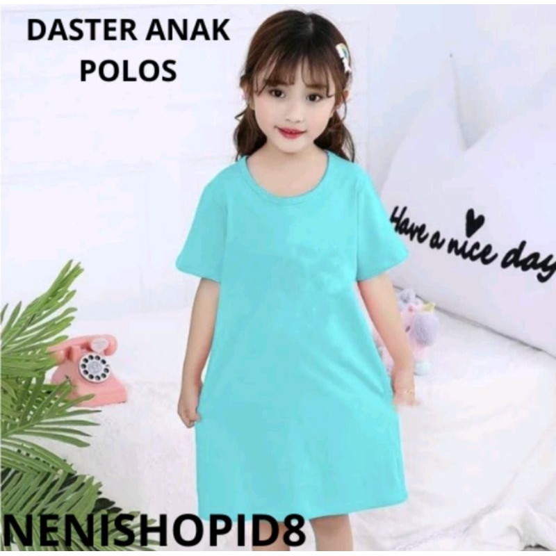 Dress kaos harian anak polos kekinian modern usia 1-7 Th Baju Daster kaos anak polos Bahan Cotton
