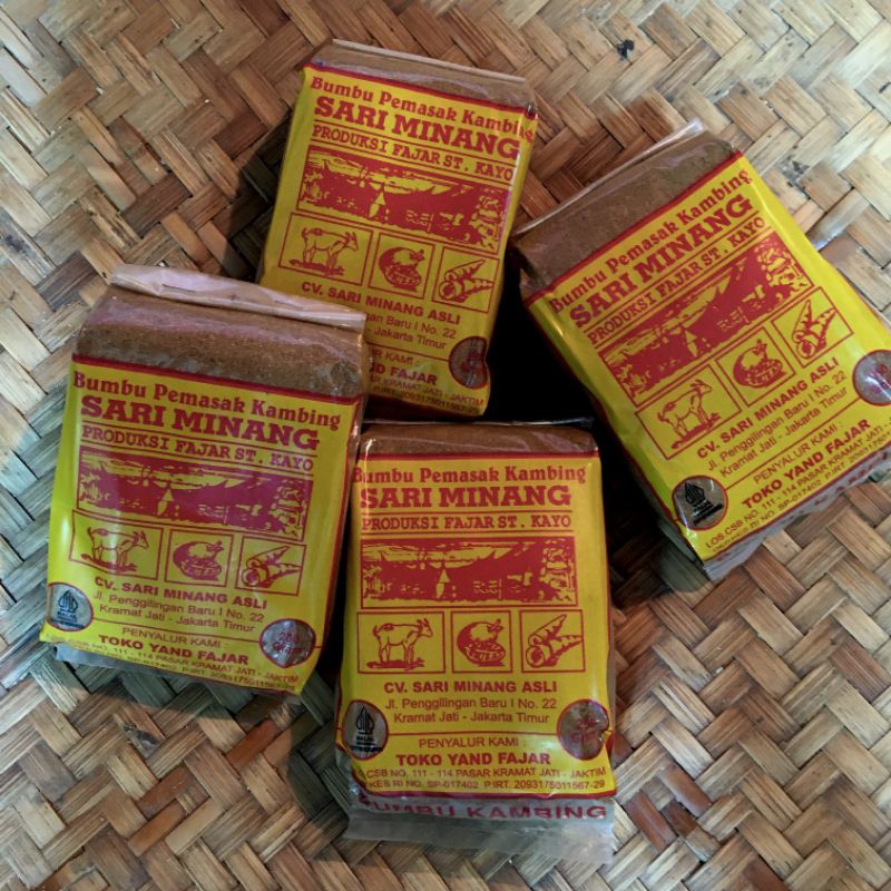 

Bumbu Gulai Kambing Sari Minang 250gr isi 4pcs– Bumbu Masak Khas Padang Asli