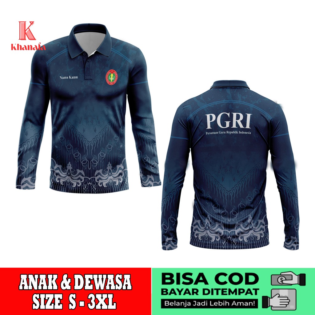 Kaos Polo | Baju pgri | Kaos Polo Batik PGRI | Baju Guru Batik PGRI | Kaos Polo Motif Batik PGRI Ful