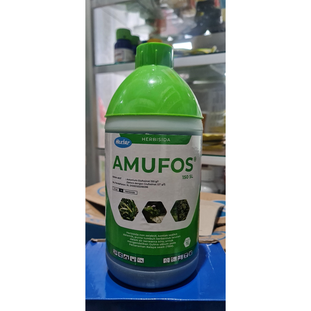 HERBISIDA AMUFOS 1 Liter Obat Rumput Liar Lulangan / Herbisida Rumput Berdaun Keras Cepat