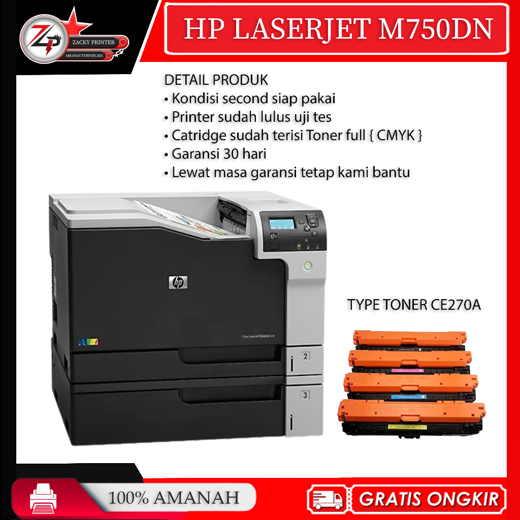 printer a3 hp Color LaserJet Enterprise M750dn m750 bergaransi dan sudah siap pakai