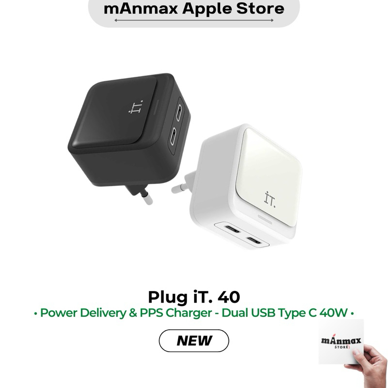 IT Plug IT 40 Adapter Power Delivery PPS Charger Dual USB Type C 40W
