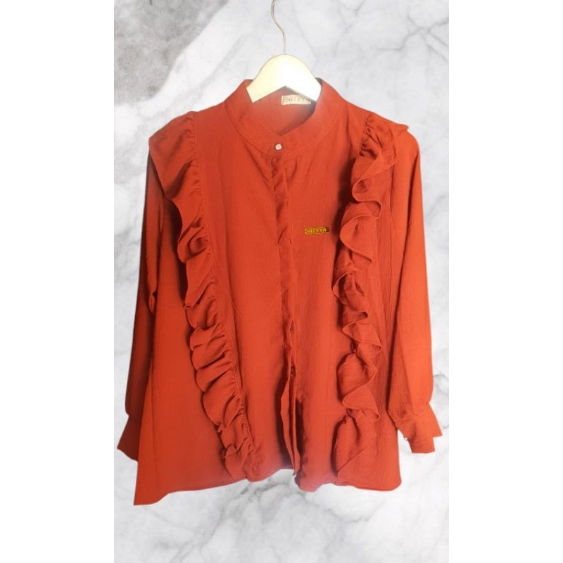 Atasan Cricle Ruflle Coklat Bata