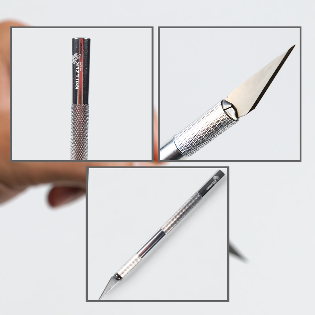 

Bonus Refill 5pcs! / Pisau Ukir Seni Hobby Crafting Art Knife Aluminium Handle Silver / POTONG KERTAS KARDUS