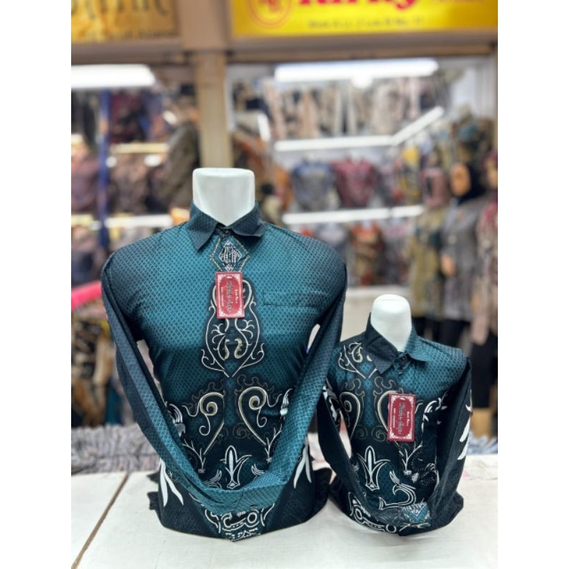 Kemeja batik pria couple anak bapak emerald green..