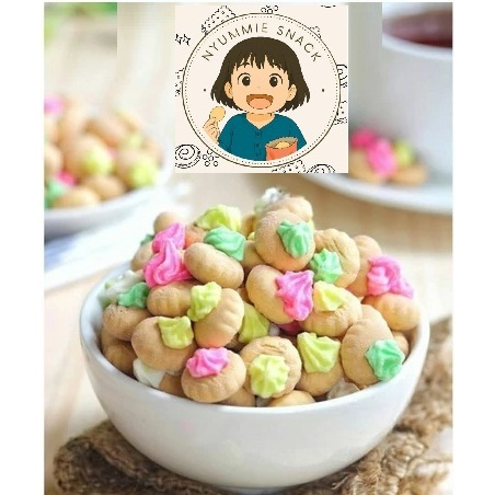 

NYUMMIE SNACK - Kue Gem Rose 150 gr Kancing Biskuit Jadul Kue Monas Kembang Gula Biskuit Warna Warni