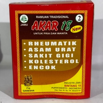 

100% ORIGINAL] Jamu Tradisional AKAR 18 – Obat Herbal Multi Khasiat untuk Rheumatik, Asam Urat, Kolesterol, Encok, dan Sakit Gigi