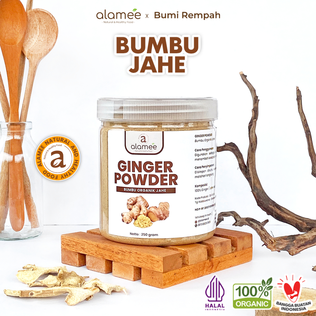 

ALAMEE Ginger Seasoning Powder Jahe Putih Bubuk Minuman Herbal Bumbu Masakan Dapur Instan 250g