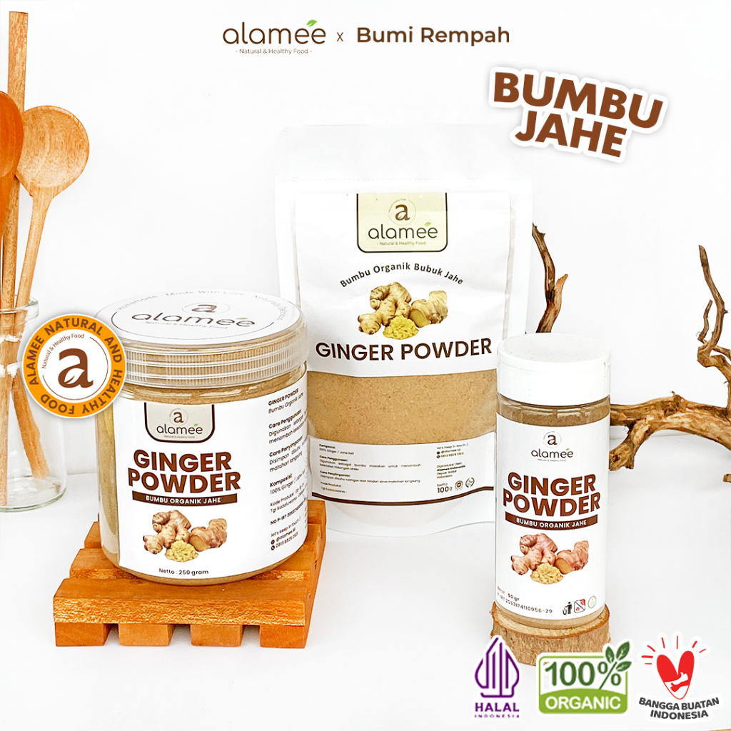 

ALAMEE Ginger Seasoning Powder Jahe Putih Bubuk Minuman Herbal Bumbu Masakan Dapur Instan 250g
