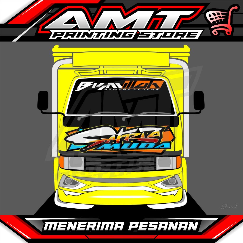 Stike Cutting Kaca Depan - Stiker Decal Kabin Depan all Truk Canter, Dyna, Dutro, Ragasa, Umplung - 