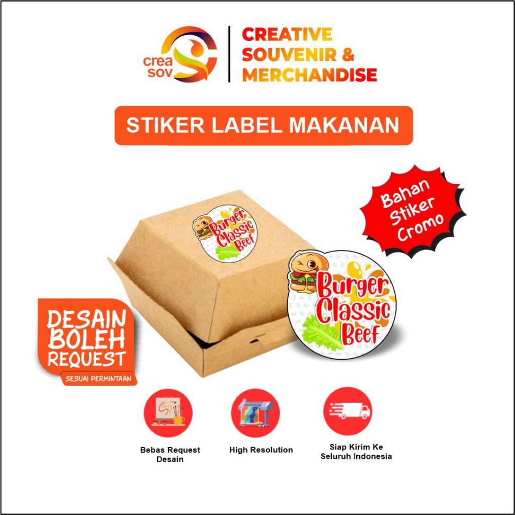 

Creasov – Sticker Burger Classic Beef Cromo Bulat Label Makanan Cetak Stiker Cromo Murah Costum