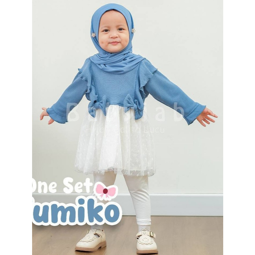 Oneset Yumiko by Babyjab | Baju Tunik Muslim Setelan Anak Balita Perempuan Waffle Tile