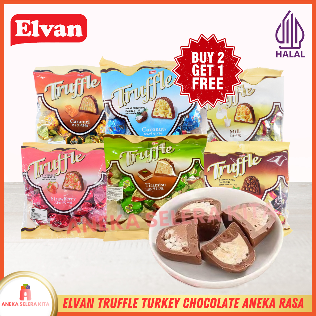 

Elvan Truffle Coklat Arab Turki Rasa Tiramisu, Milk, Caramel, Hazelnut & Strawberry Halal 115gr