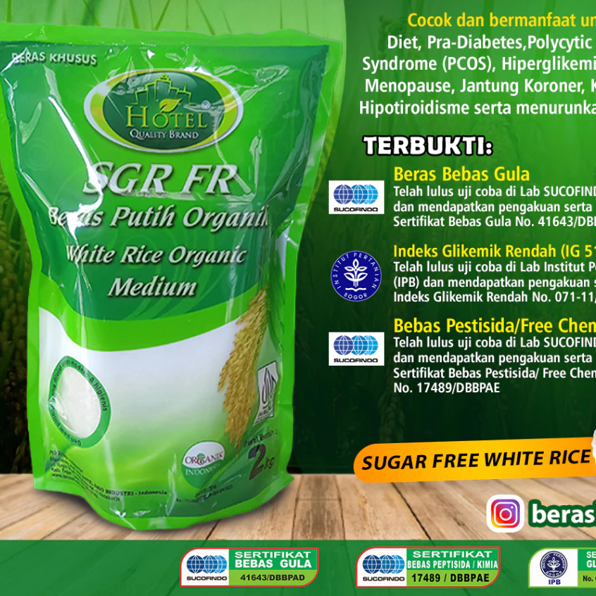 

Beras Organik HOTEL 2 Kg Sugar Free White Rice