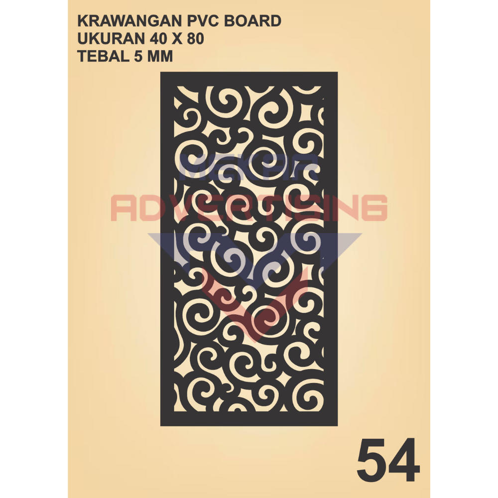 KRAWANGAN PVC BOARD HITAM  / ORNAMEN PVC FOAM BOARD HITAM TEBAL 5MM MODEL 54 UKURAN 40X80