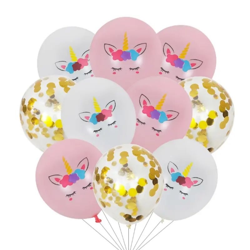 Set paket balon lateks tema unicorn latex latek kuda poni pegasus little pony confeti confetti konfe
