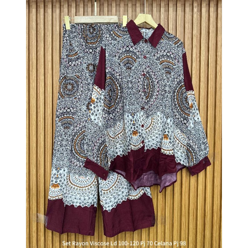 SETELAN KEMEJA KULOT WANITA // SETELAN PIYAMA KEKINIAN // SETELAN KEMEJA KULOT MOTIF PREMIUM