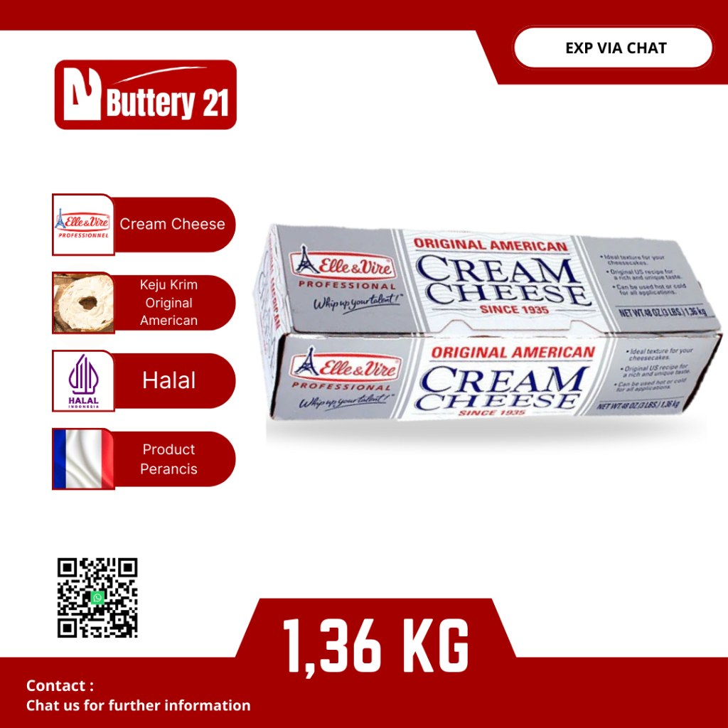 

ELLE & VIRE CREAM CHEESE 1,36 KG/CREAM CHEESE ELLE VIRE/KEJU KRIM ELLE VIRE