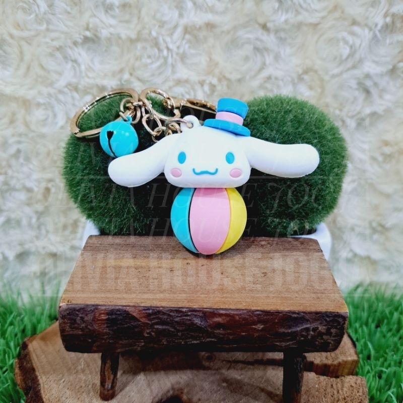 Gantungan Kunci Cinnamoroll Bola Gantungan Kunci Cinnamoroll Lonceng Topi Biru
