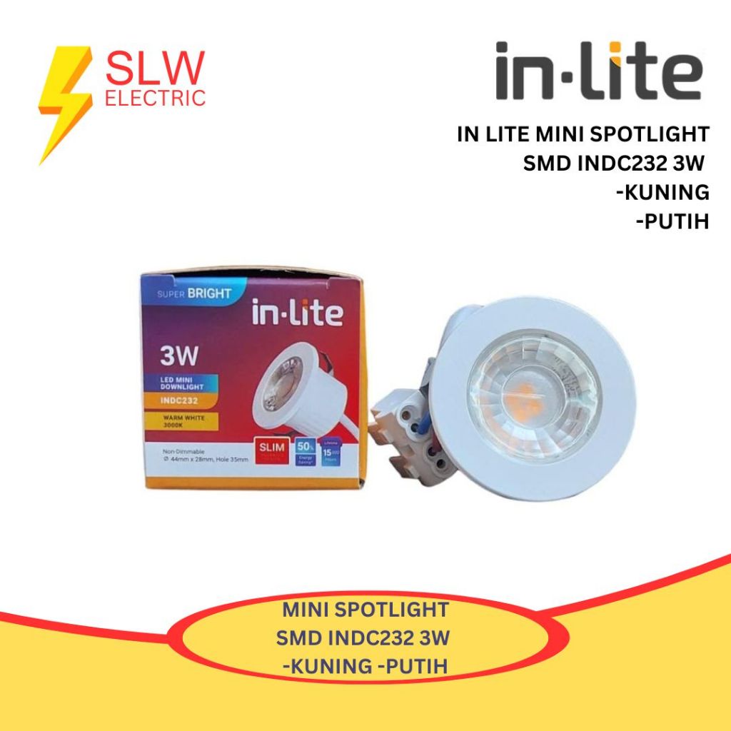 INLITE INDC232 LED LAMPU SPOTLIGHT DOWNLIGHT 3W 3 WATT PUTIH / KUNING