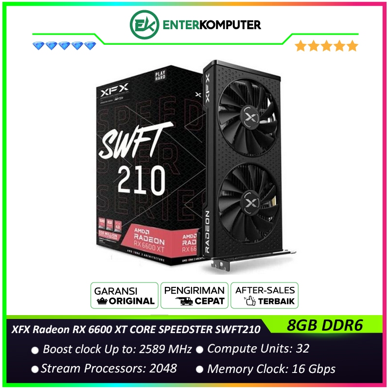 XFX RADEON RX 6600 XT BLACK 8GB DDR6 SPEEDSTER SWFT210 - RX-66XT8DFDQ