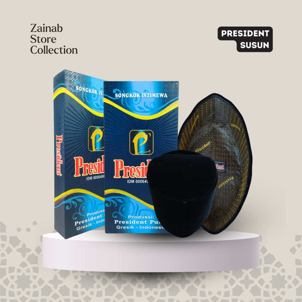 Songkok Hitam Peci Hitam President Susun Peci Songkok Kopiah Hitam Premium Bahan Bludru Halus Dewasa