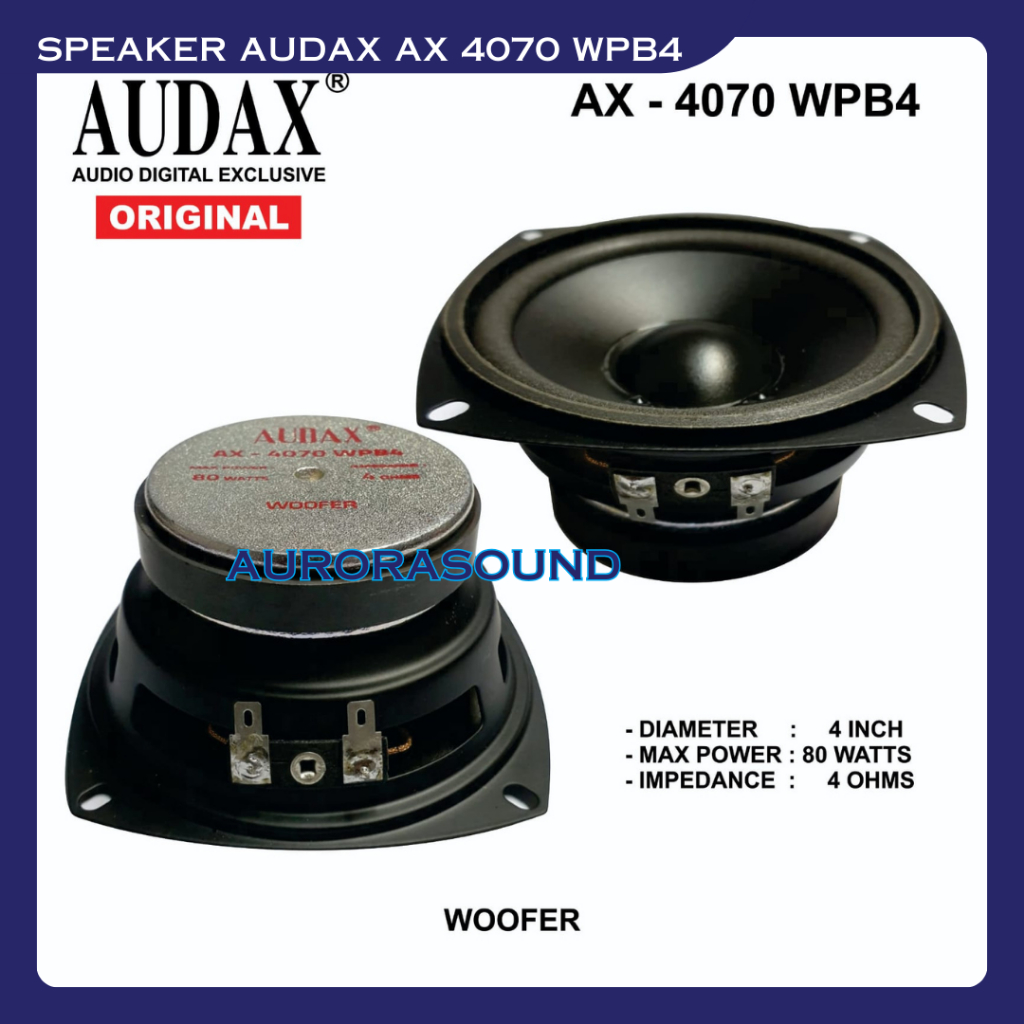 SPEAKER AUDAX AX 4070 WPB4 WOOFER 4 INCH SPEAKER AUDAX AX 4070 80W ORIGINAL