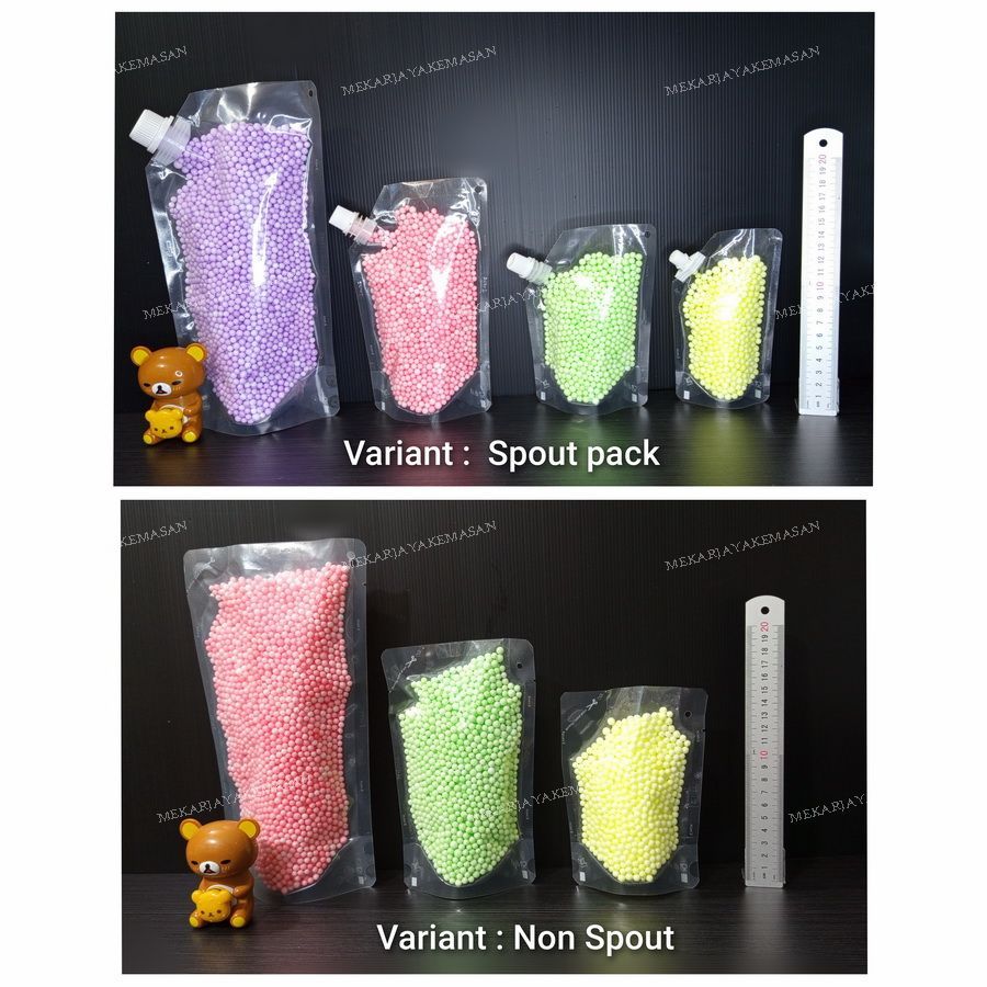 Kpack Kemasan Standing Pouch Cair (Polos atau dengan tutup SPOUT) Transparan
