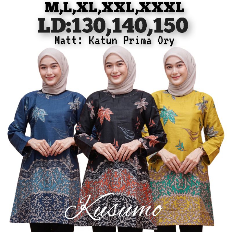 BAJU TUNIK BATIK WANITA ATASAN BATIK WANITA JUMBO LD:130,140,150/ATASAN BAJU TUNIK BATIK PEKALONGAN