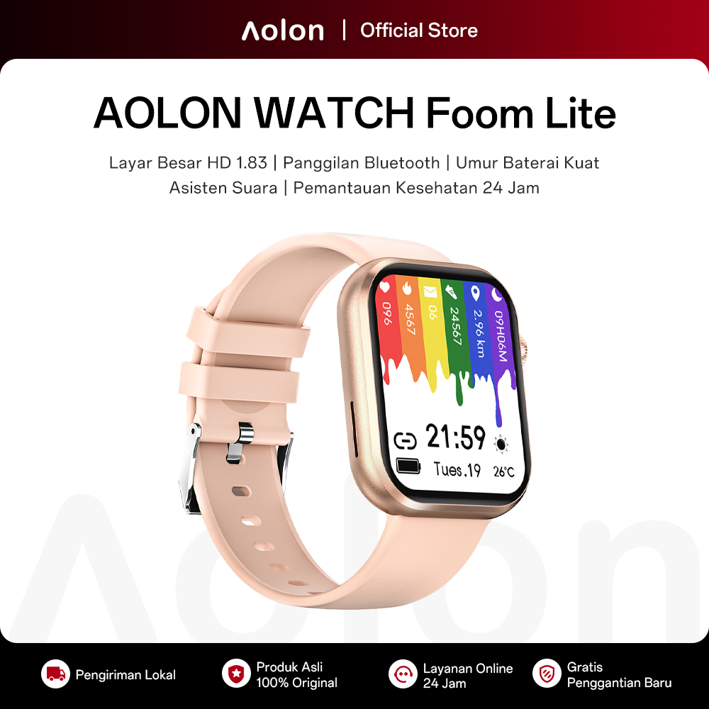 Aolon FOOM LITE New Smart Watch IP68 Waterproof 1.83 inch Bluetooth Call Jam Tangan Calculator Custo