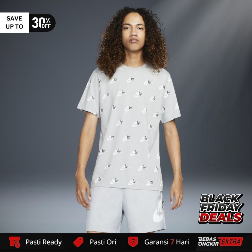 Nike Kaos original Pria Sportswear Reverse Seasonality - Abu-Abu