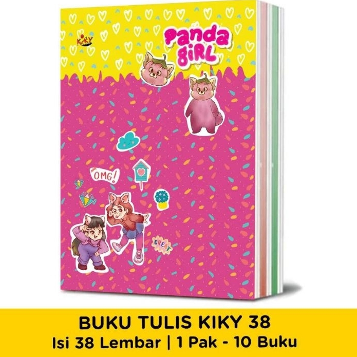 

Buku Tulis Garis merk KIKY 38 Lembar Sampul Bermotif Random (1 PAK isi 10 PCS Buku)