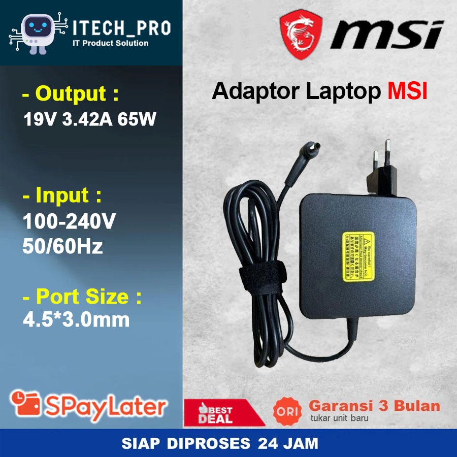 ORI Adaptor charger laptop msi modern 14 B11MOU B10MW 19V 3.42A 65W NEW