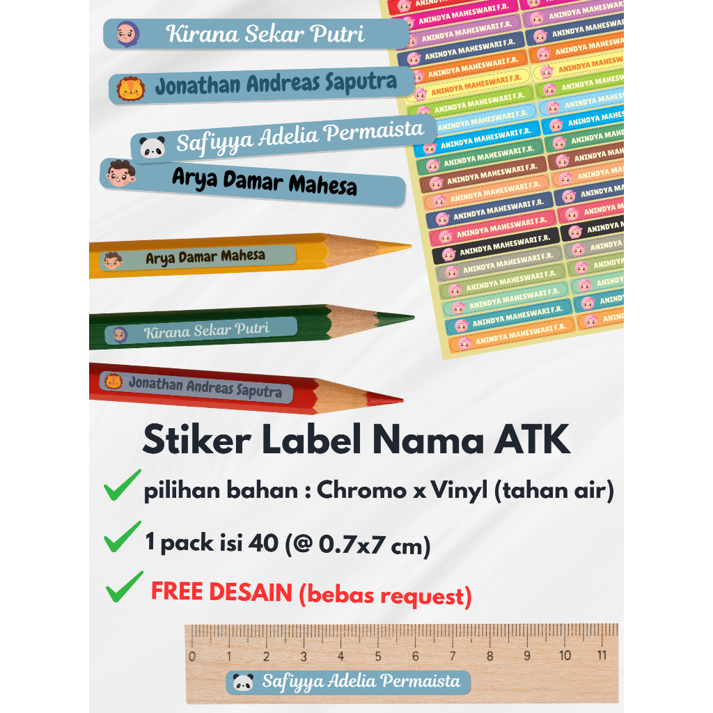 

STIKER NAMA LABEL ATK PENSIL BUKU PERLENGKAPAN SEKOLAH