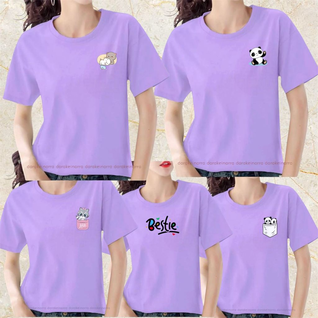 darakeinarra- kaos basic  cewek warna ungu lilac lengan pendek ukuran dewasa M L XL XXL baju atasan 