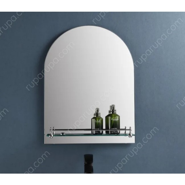 PENGIRIMAN MAKASSAR Fosa 60x45 Cm Cermin Dinding Kamar Mandi Dengan Rak Bevel 5 Mm - Silver