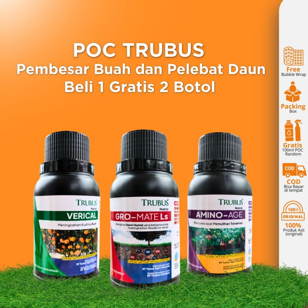 Pupuk organik cair Power V-Gro Trubus 100ml Paket Lengkap 3 Botol