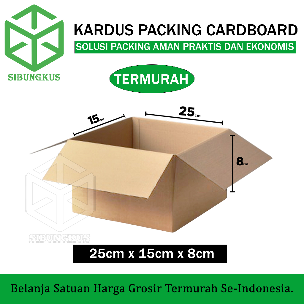 

Kardus Karton Box Packing 25x15x8 cm Dus Single Layer Coklat Polos Tebal Termurah - Rusfet 25 x 15 x 8 cm Satuan
