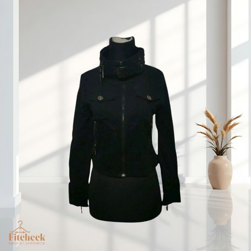 A31 -  PRELOVED Black Denim Jacket Jaket Jeans Wanita Pria Riding Jacket