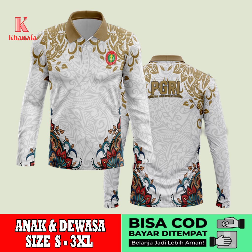 Kaos Polo | Baju pgri | Kaos Polo Batik PGRI | Baju Guru Batik PGRI | Kaos Polo Motif Batik PGRI Ful