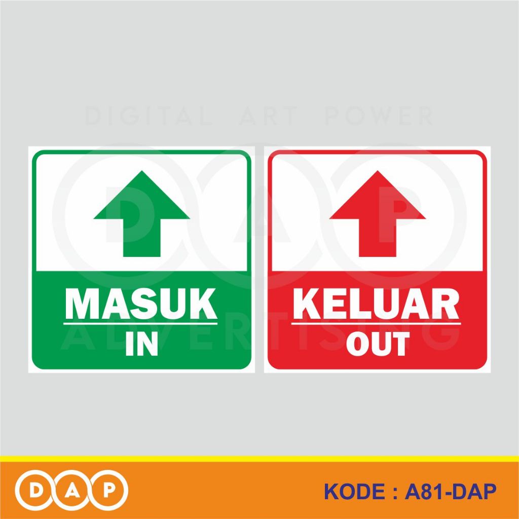 

A81 - Acrylic Sign, Stiker Akrilik Petunjuk Arah Masuk dan Keluar, In Out, Tahan Air, Bisa Custom