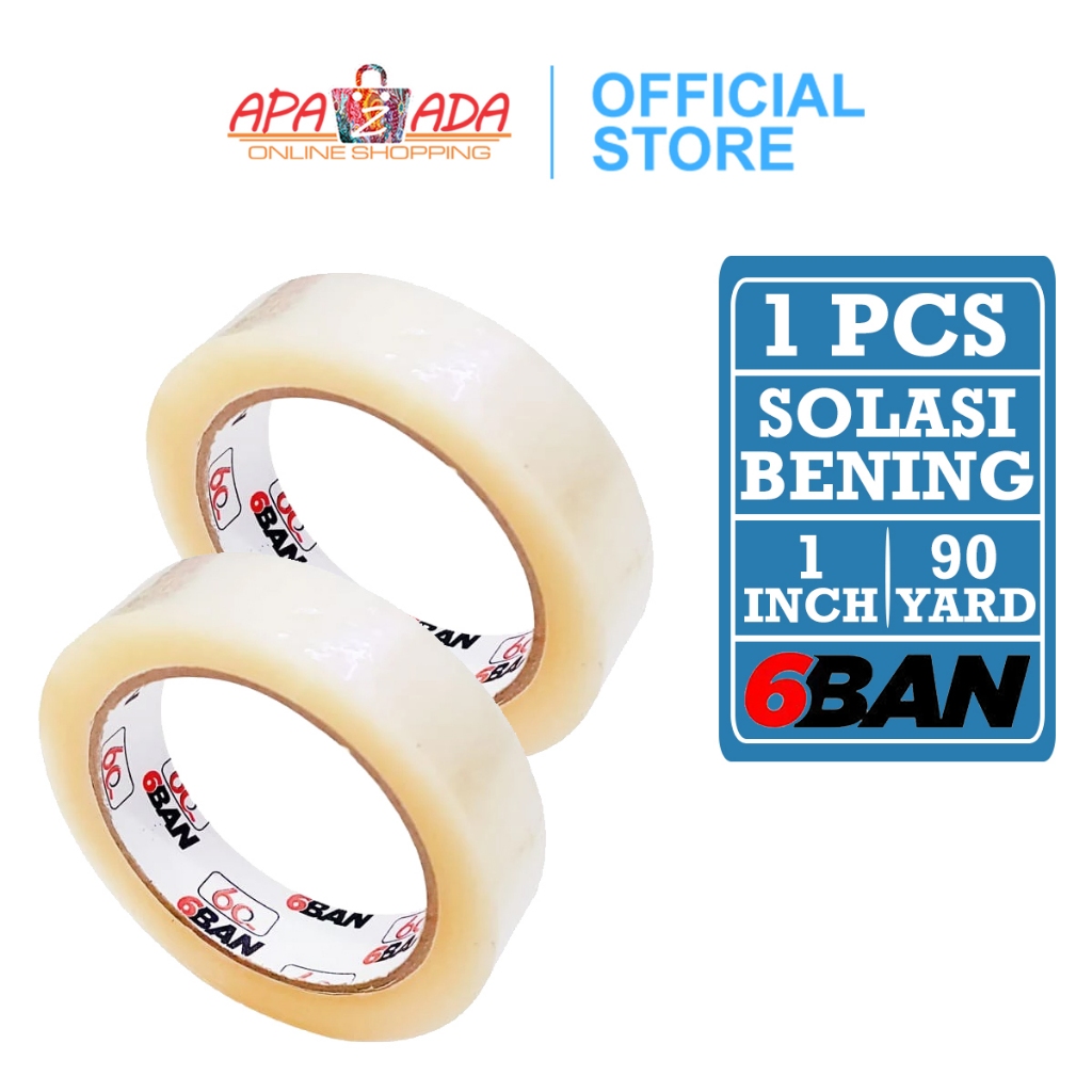 

Lakban Bening 24mm x 90 Yard Satuan [1 Pcs Lakban] / Solasi Solatip OPP Tape 6BAN