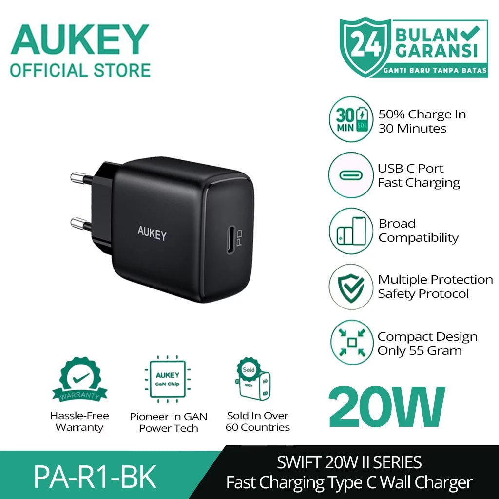 AUKEY Charger Port USB C 20W PA-R1-BK